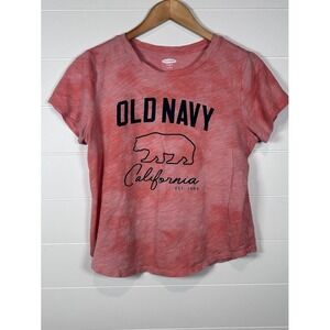 Old‎ Navy California Bear Graphic T-Shirt Tie Dye Pink Womens Medium